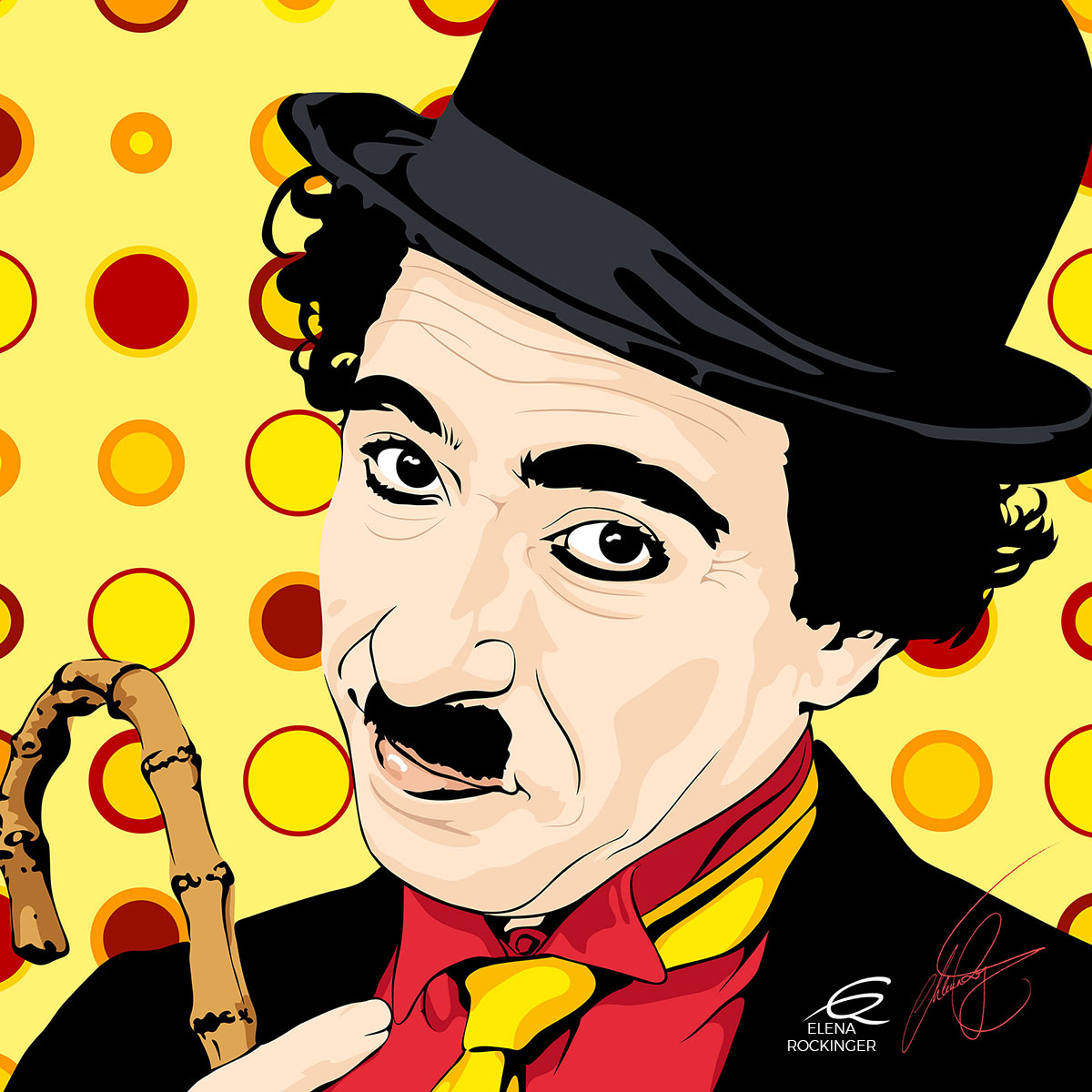 02 Portrait Illustration Pop Art Elena Rockinger Vector Charlie Chaplin S
