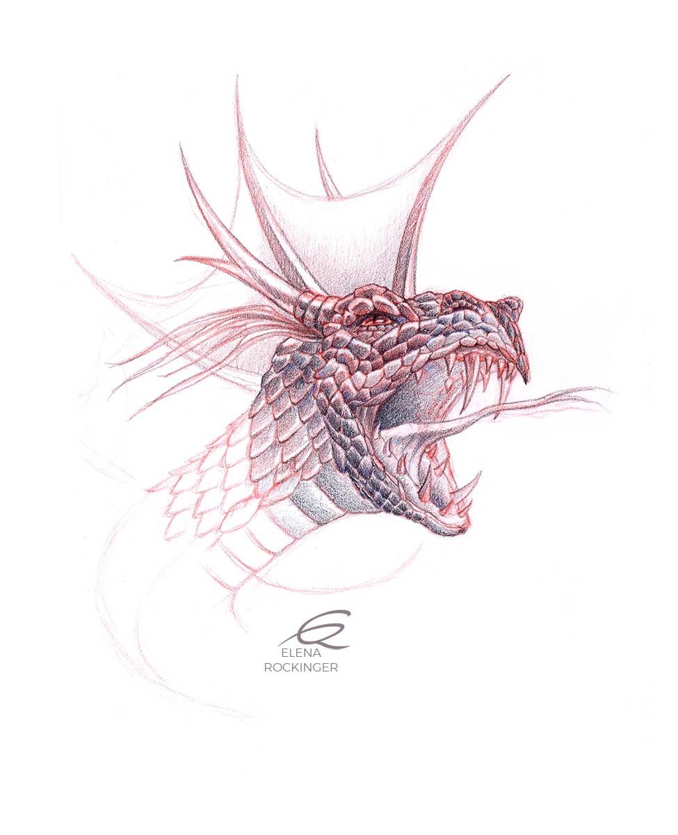 03 Drawing Red Pencil Elena Rockinger Dragonhead S