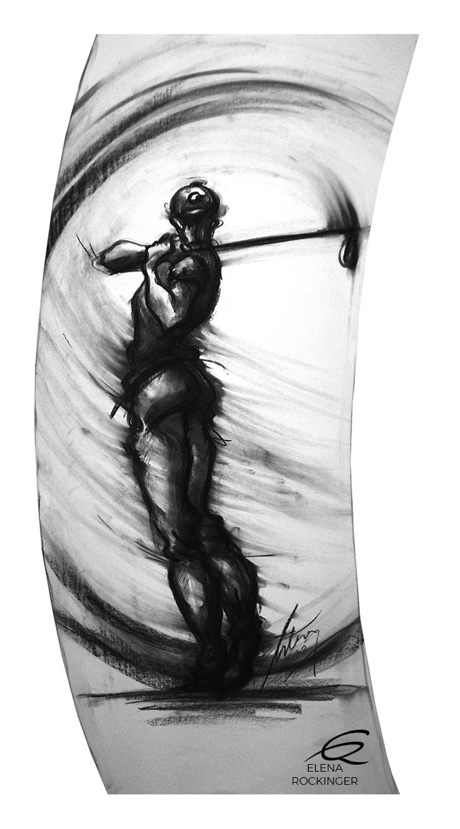 05 Drawing Expressive Ink Charcoal Elena Rockinger Golfer 01 S
