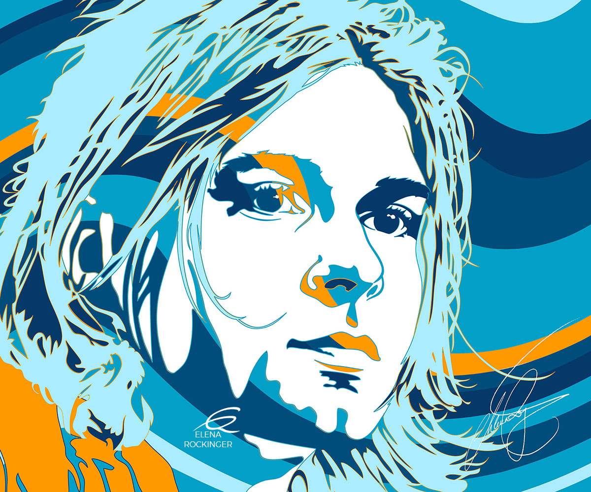 07 Portrait Illustration Pop Art Elena Rockinger 07 Vector Kurt Cobain S