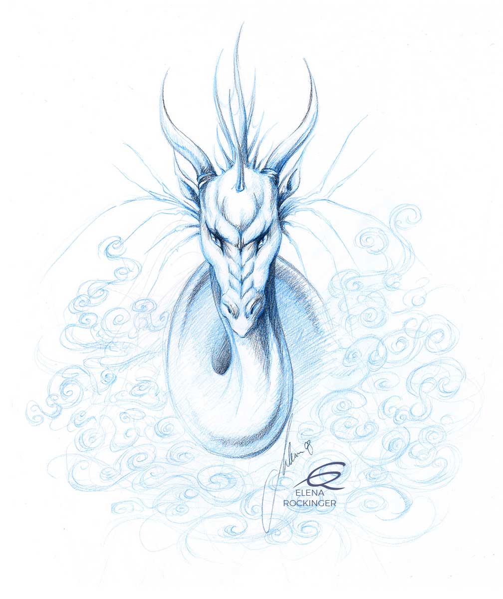 09 Drawing Blue Pencil Elena Rockinger Dragon S