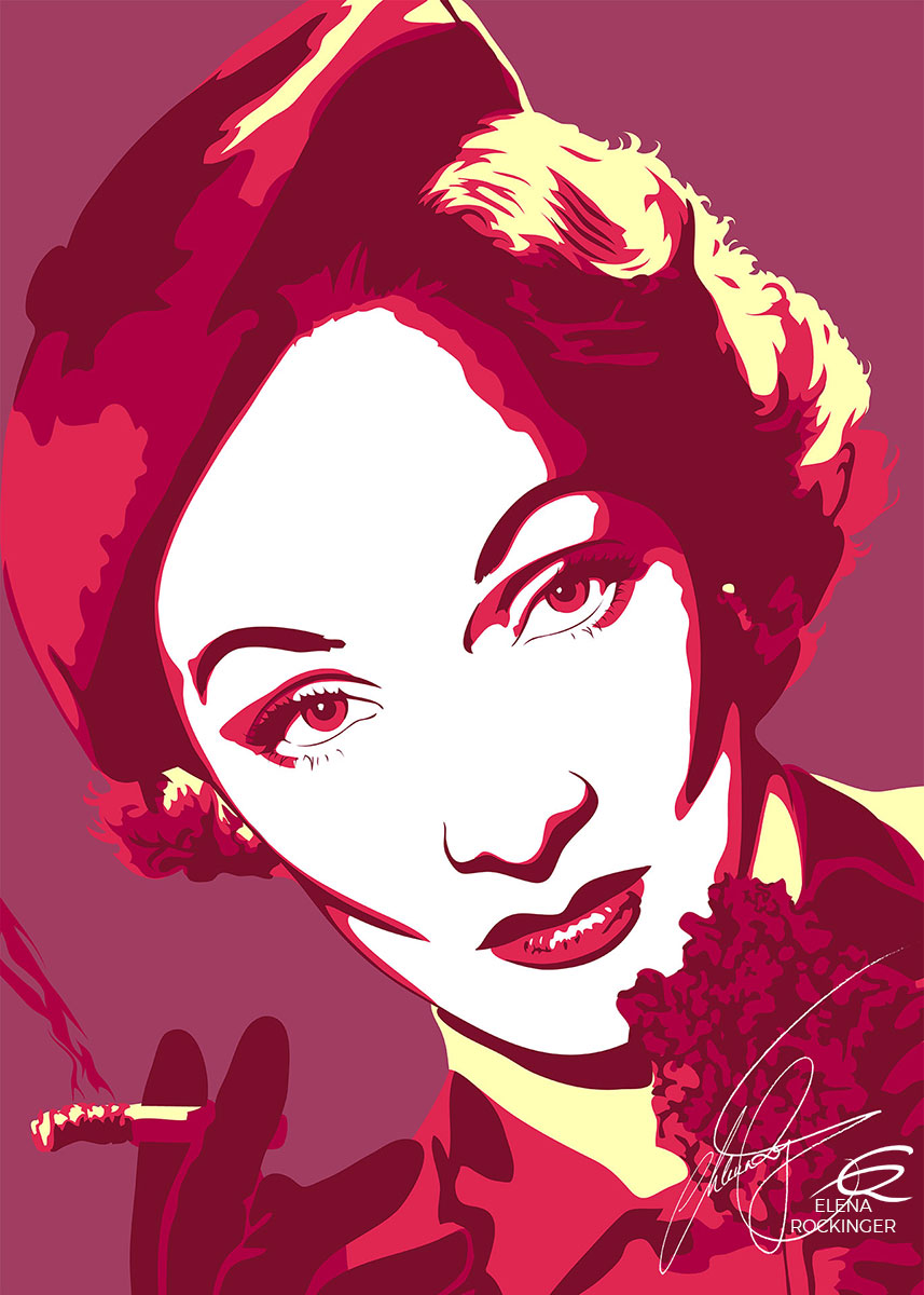 10 Portrait Illustration Pop Art Elena Rockinger 10 Vector Marlene Dietrich 02 S