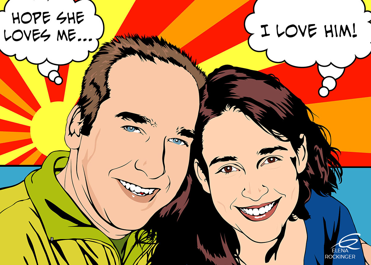 10 Portrait Illustration Pop Art Elena Rockinger Lichtenstein 10 S