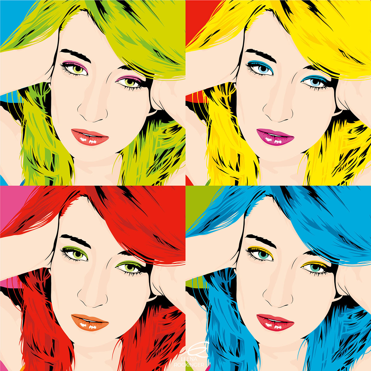 10 Portrait Illustration Pop Art Elena Rockinger Warhol 10 S
