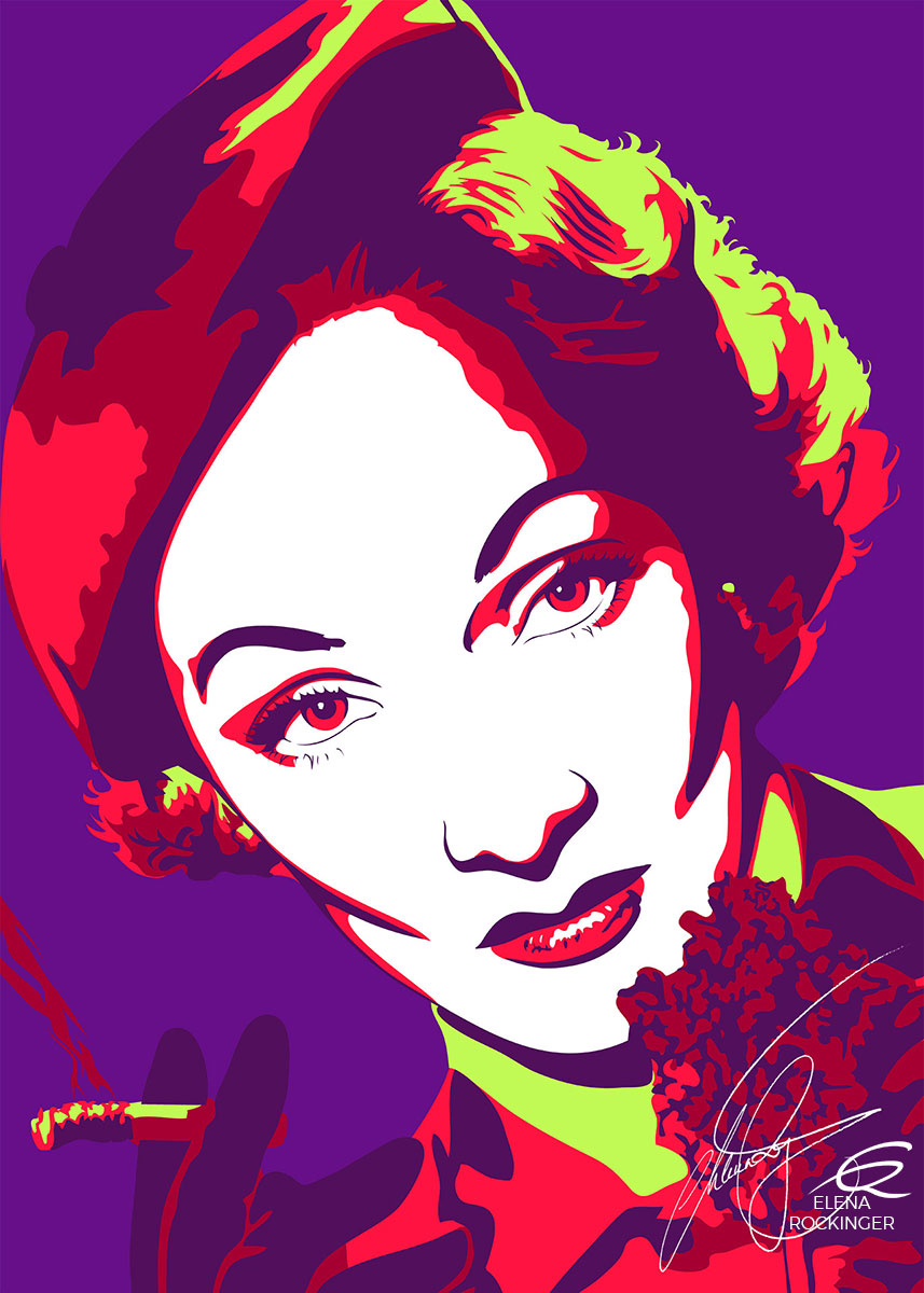 11 Portrait Illustration Pop Art Elena Rockinger 11 Vector Marlene Dietrich 03 S