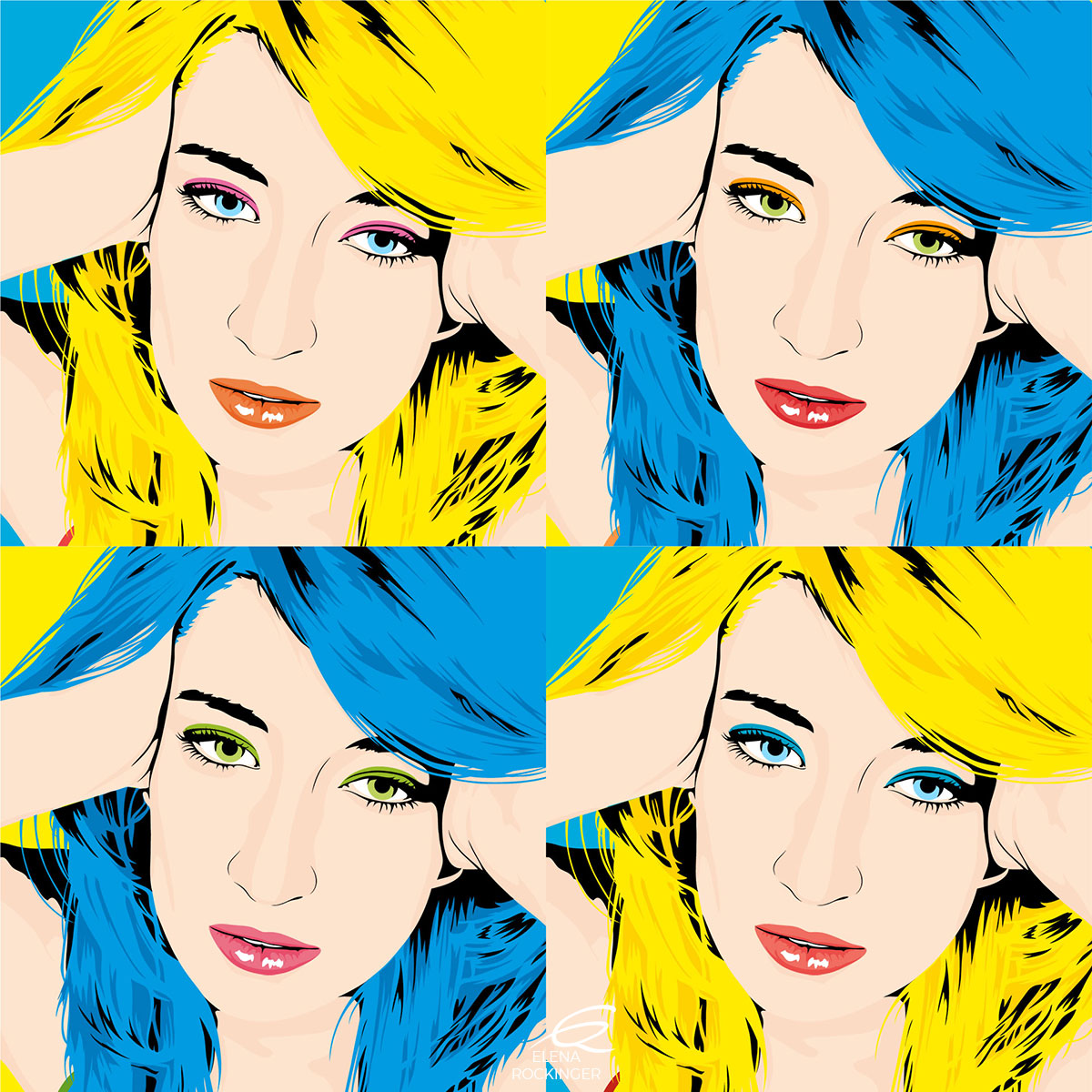 11 Portrait Illustration Pop Art Elena Rockinger Warhol 11 S