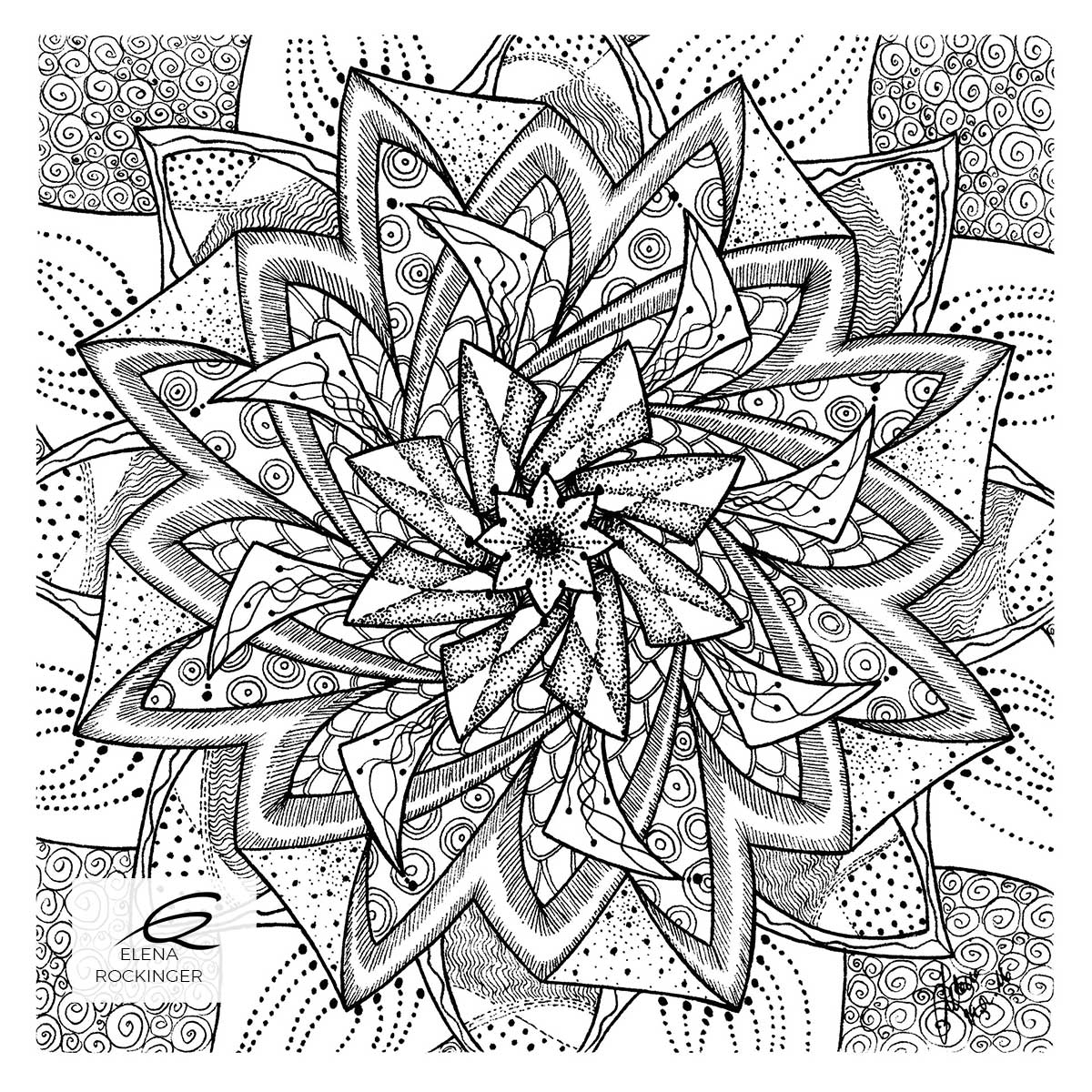 Colouring Books — Archive 12 Illustration Ink Colouring Book Elena Rockinger Love Mandala 12 S