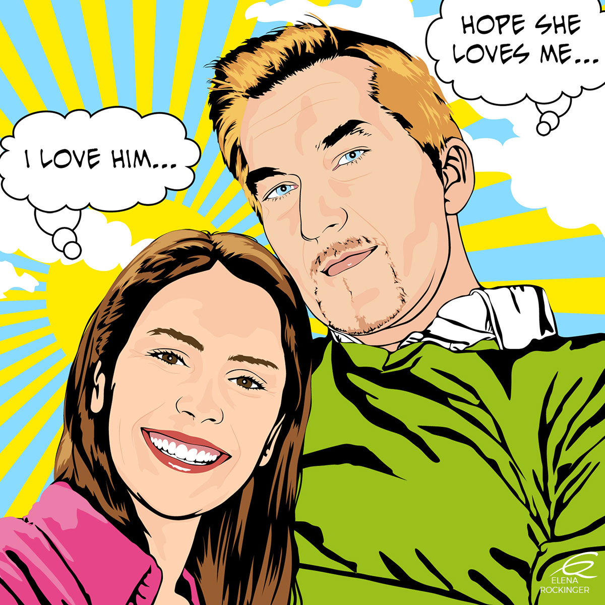 13 Portrait Illustration Pop Art Elena Rockinger Lichtenstein 13 S