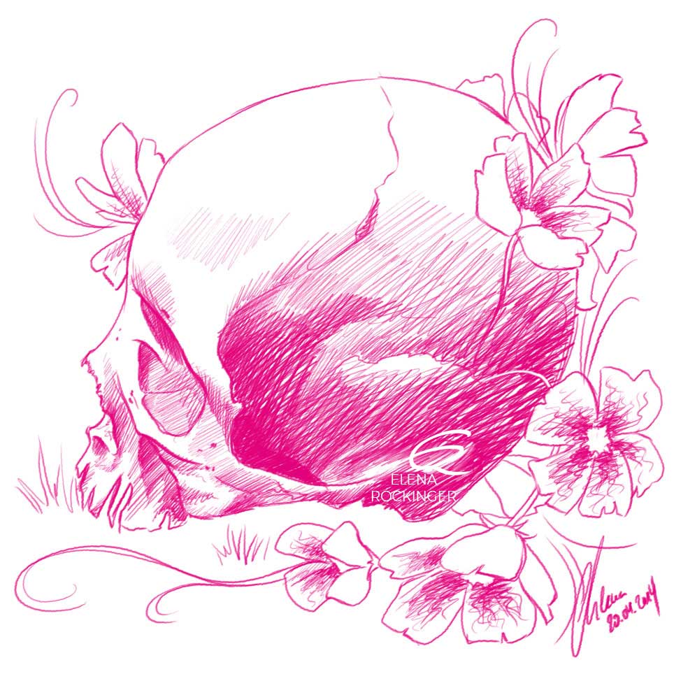 15 Drawing Digital Elena Rockinger Pink Skull S