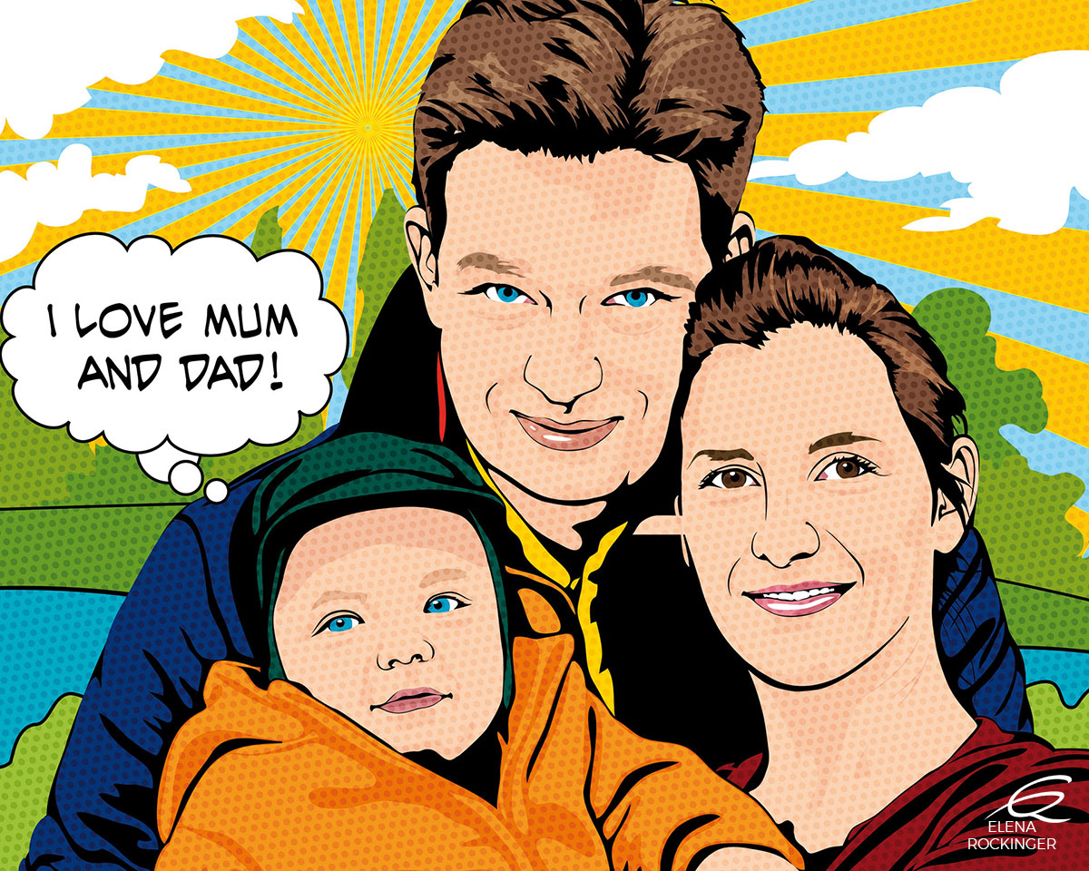 16 Portrait Illustration Pop Art Elena Rockinger Lichtenstein 16 S