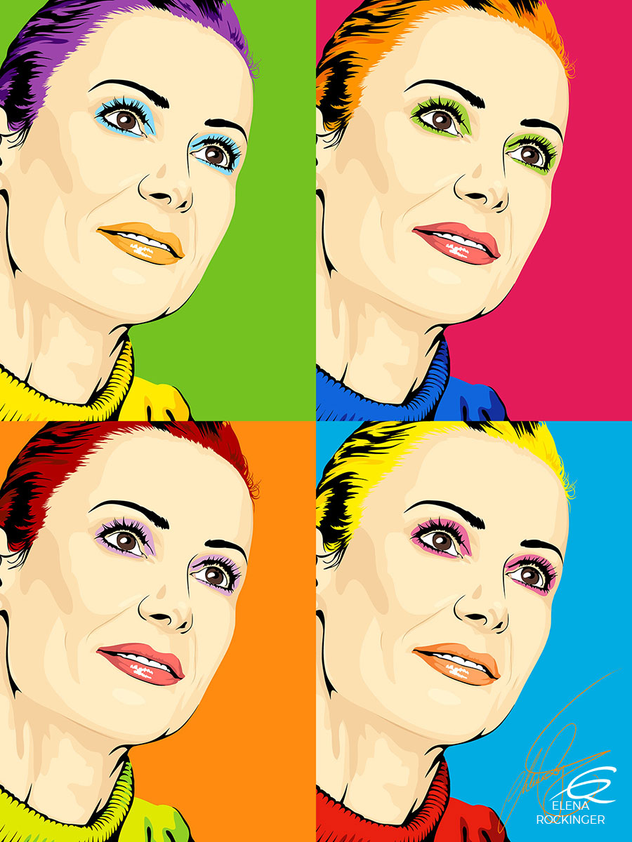 16 Portrait Illustration Pop Art Elena Rockinger Warhol 16 S