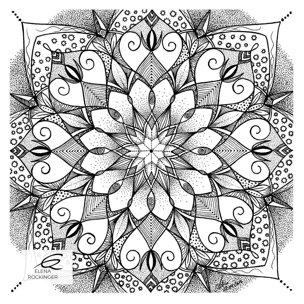 Colouring Books — Archive 21 Illustration Ink Colouring Book Elena Rockinger Love Mandala 21 S