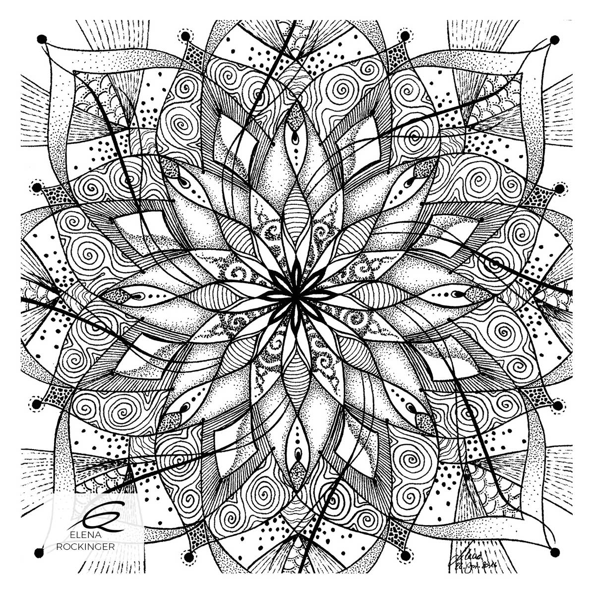 Colouring Books — Archive 24 Illustration Ink Colouring Book Elena Rockinger Love Mandala 24 S