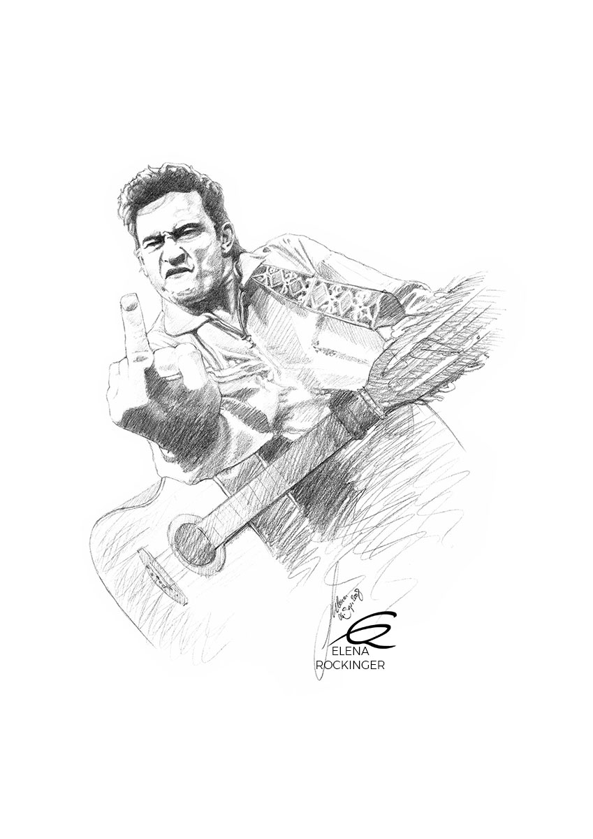 24 Portrait Graphite Music Elena Rockinger Johnny Cash S