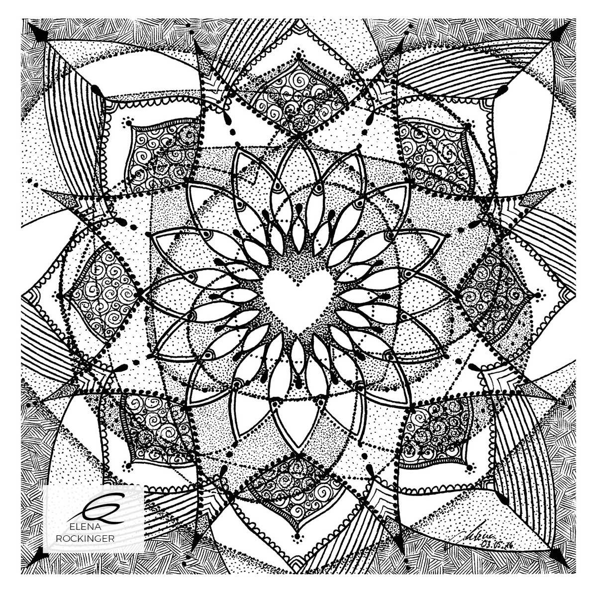 Colouring Books — Archive 26 Illustration Ink Colouring Book Elena Rockinger Love Mandala 26 S