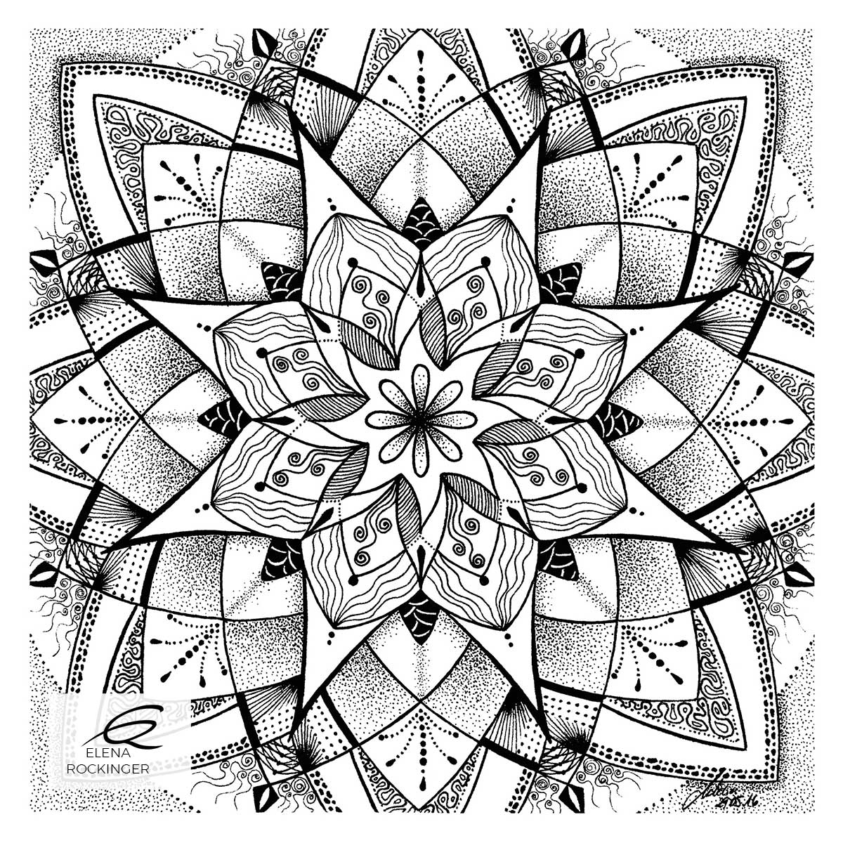 Colouring Books — Archive 28 Illustration Ink Colouring Book Elena Rockinger Love Mandala 28 S