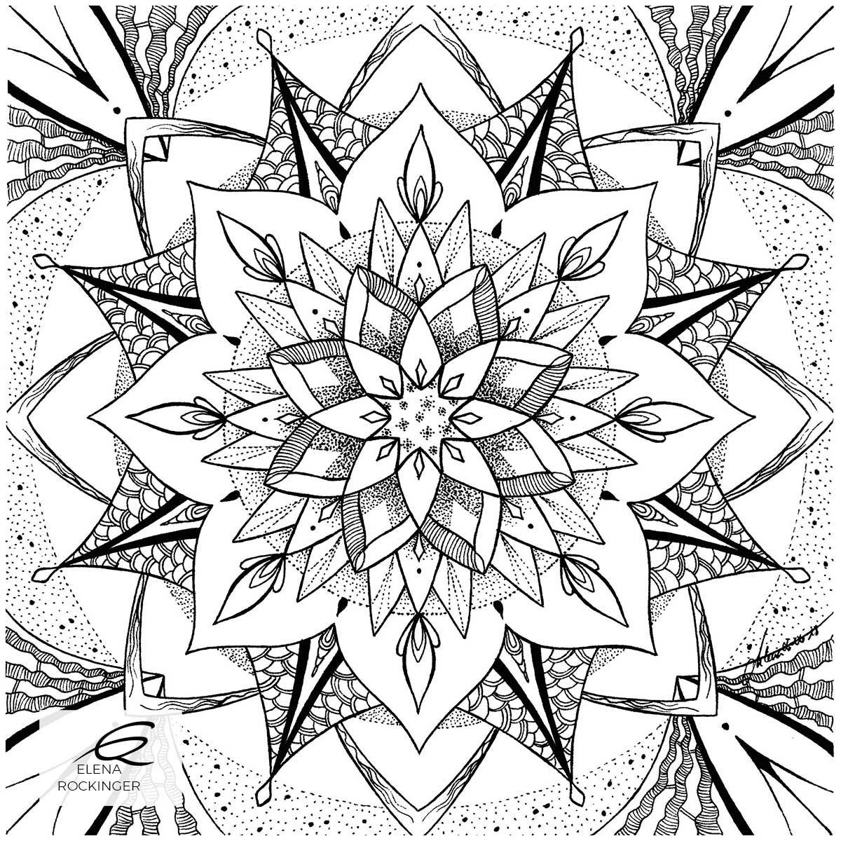 Colouring Books — Archive 32 Illustration Ink Colouring Book Elena Rockinger Love Mandala 32 S