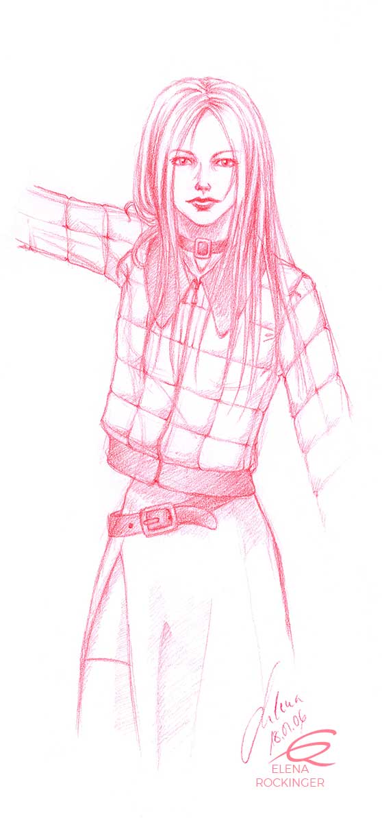 02 drawing figure pencil red character elena rockinger almenia s