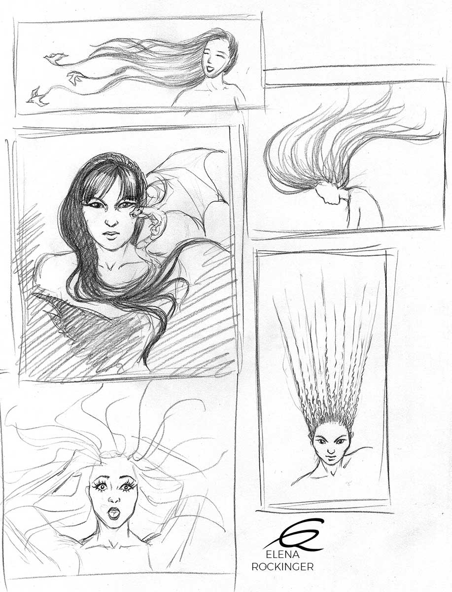 03 Llustration Graphite Sketch Elena Rockinger Hair 03 S