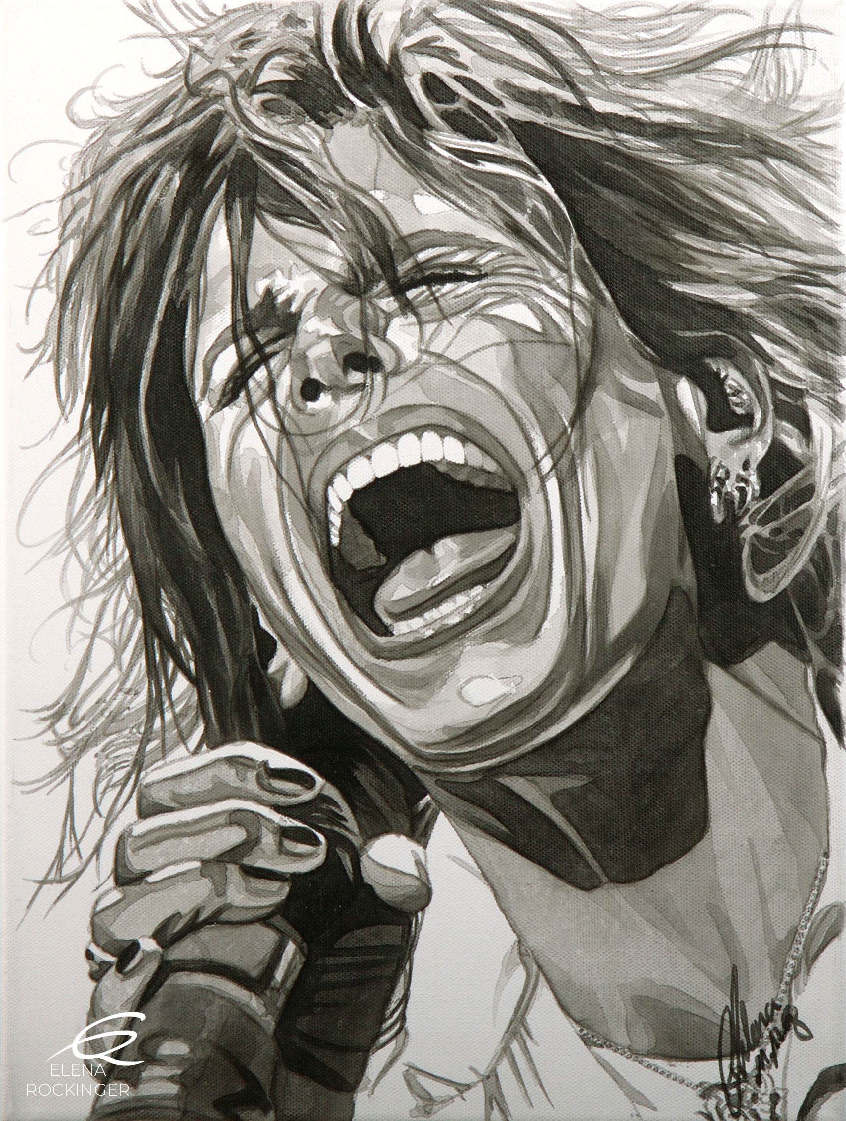 05 Portrait Painting Canvas Music Elena Rockinger Steven Tyler S