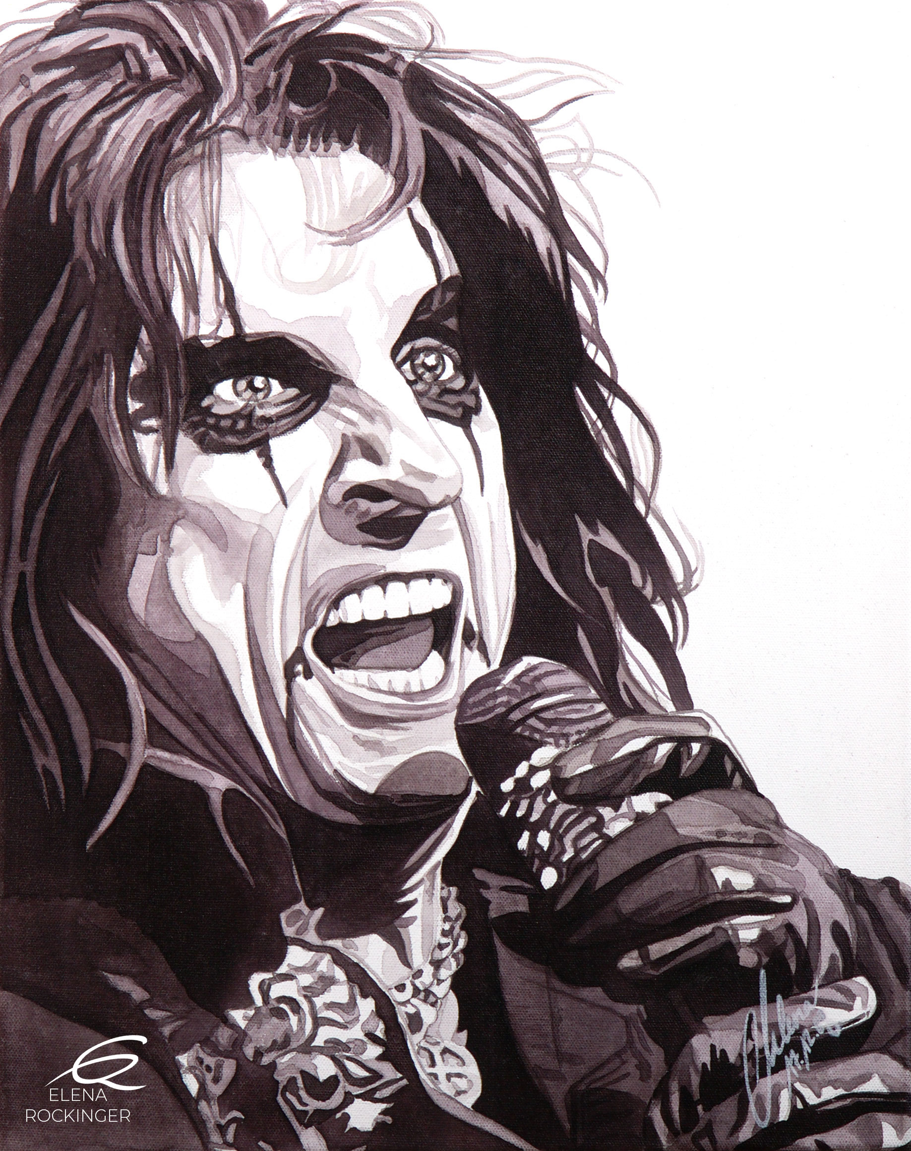 06 Portrait Painting Canvas Music Elena Rockinger Alice Cooper S