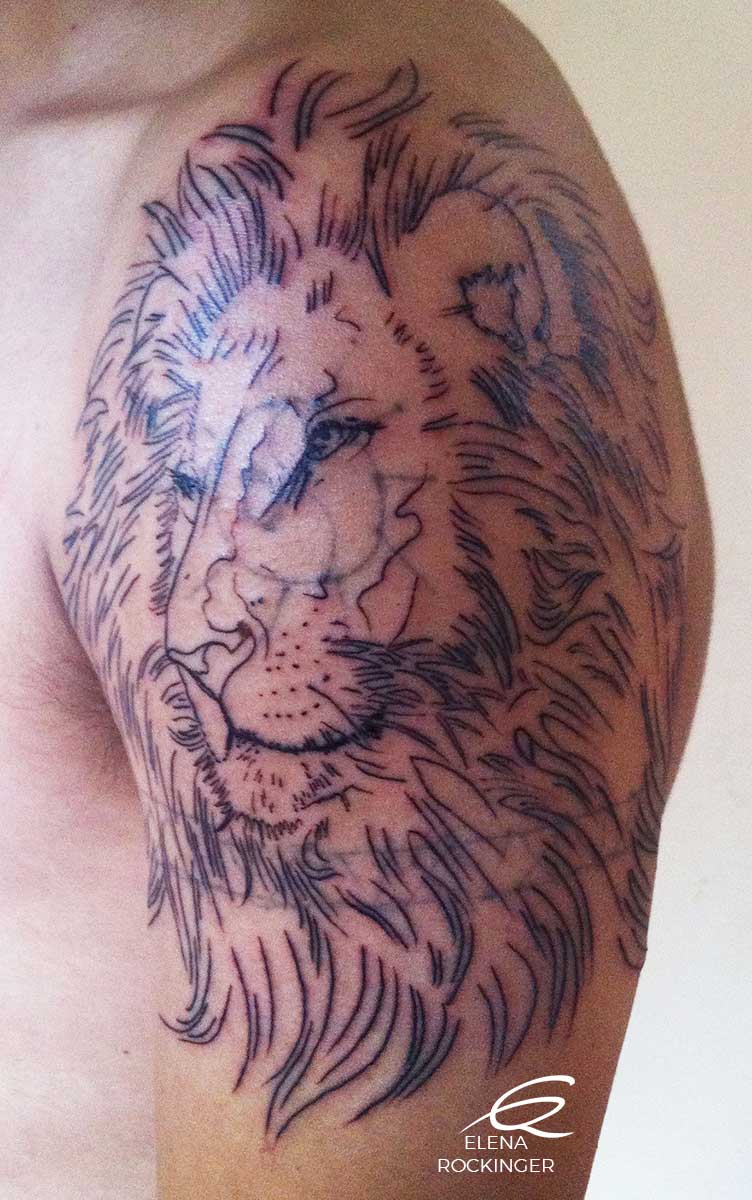 07 Tattoo Shoulder Lion Coverup Elena Rockinger S