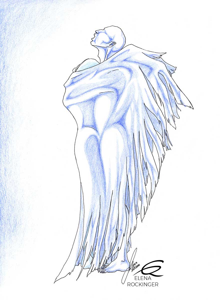 09 drawing figure ink colour pencil character elena rockinger wings s