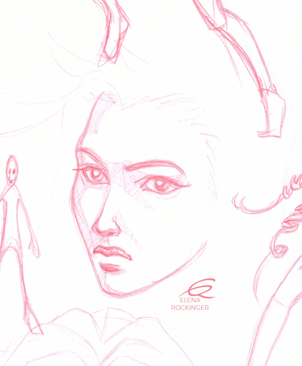 09 drawing figure pencil red character elena rockinger heylo s