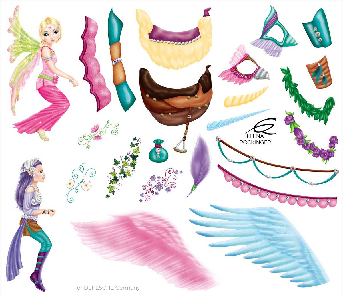 09 Topmodel Stickerbogen Illustration Elena Rockinger Fantasy 01 S