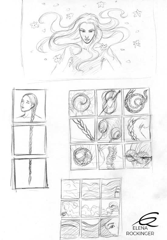 10 Llustration Graphite Sketch Elena Rockinger Hair 10 S