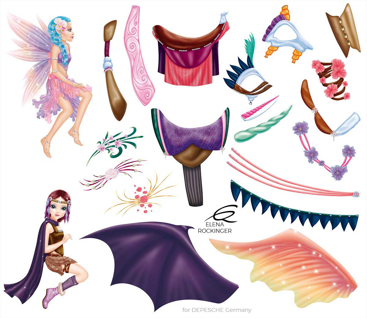 10 Topmodel Stickerbogen Illustration Elena Rockinger Fantasy 02 S