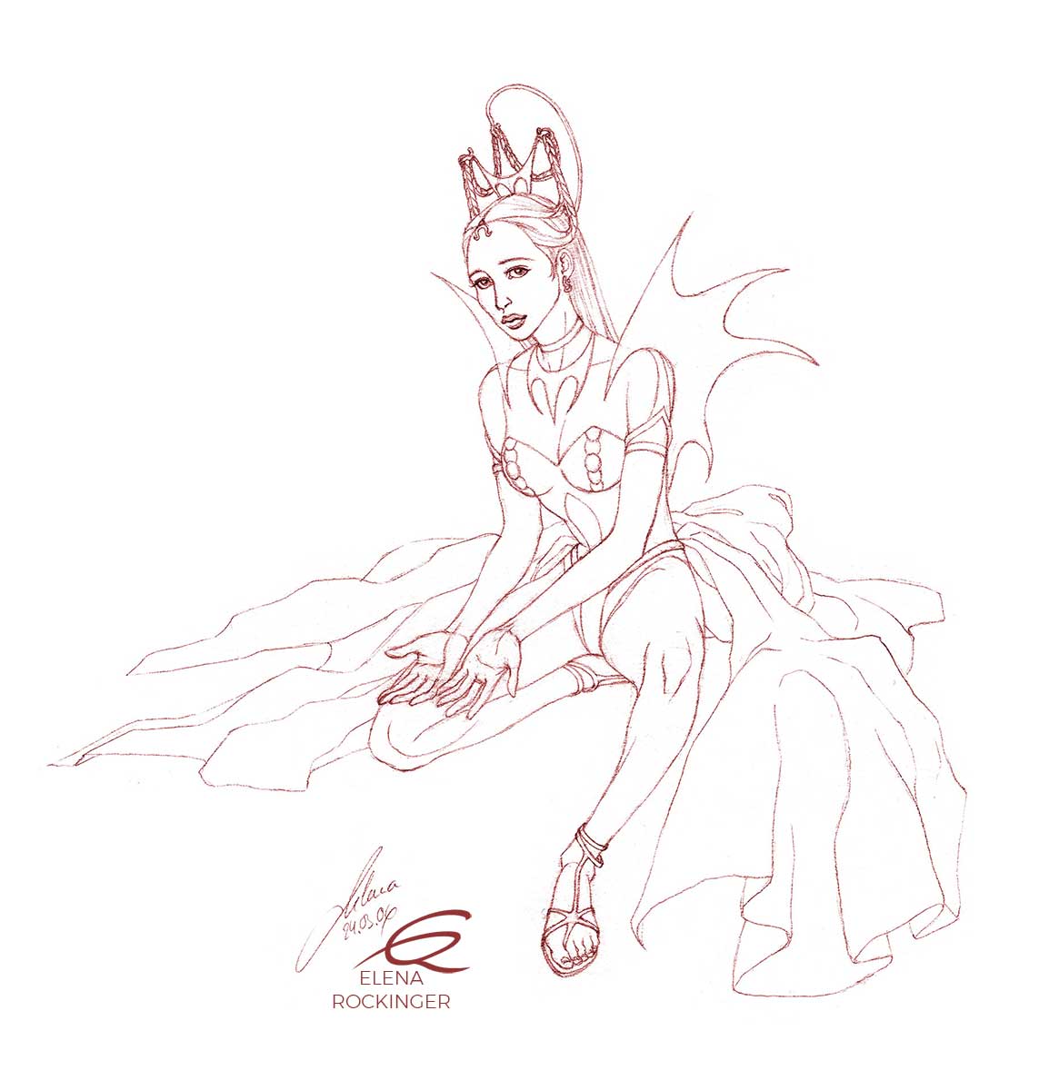 11 drawing figure pencil red character elena rockinger laile s