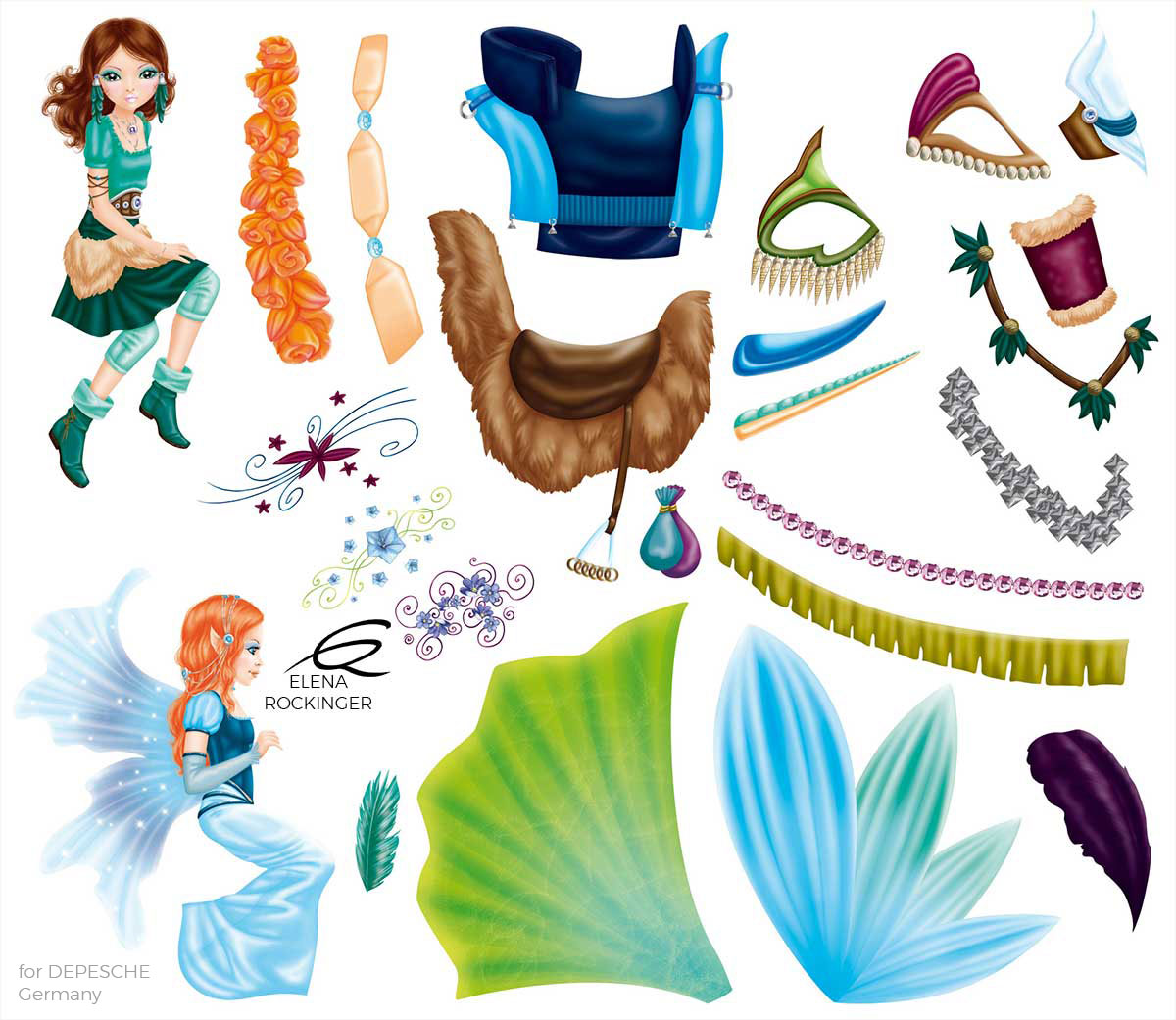 11 Topmodel Stickerbogen Illustration Elena Rockinger Fantasy 03 S