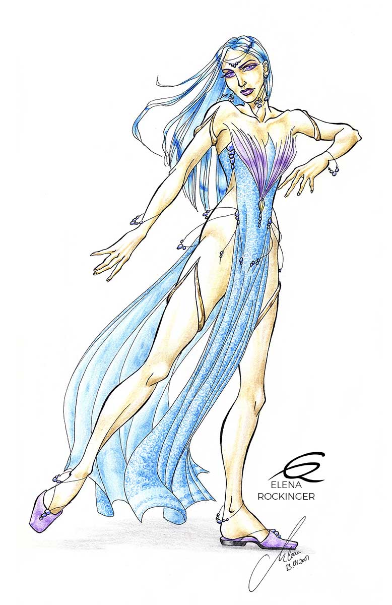 12 drawing figure ink colour pencil character elena rockinger turquoise s