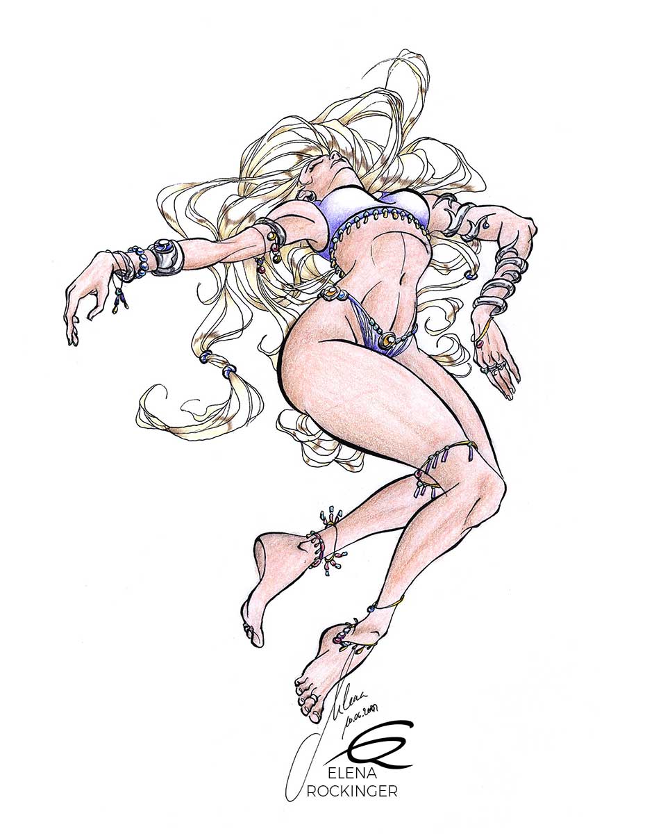 14 drawing figure ink colour pencil character elena rockinger xayia s