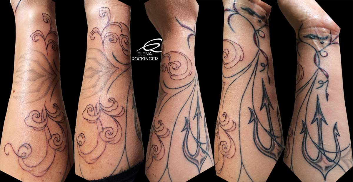 14 Tattoo Freeflow Arm Filigree Lines Lotus Trident Elena Rockinger S