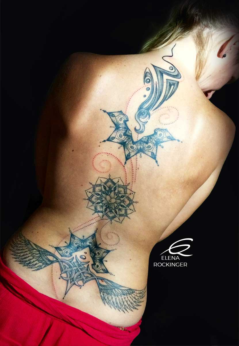 18 Tattoo Back Mandala Wings Rainbow Elena Rockinger S