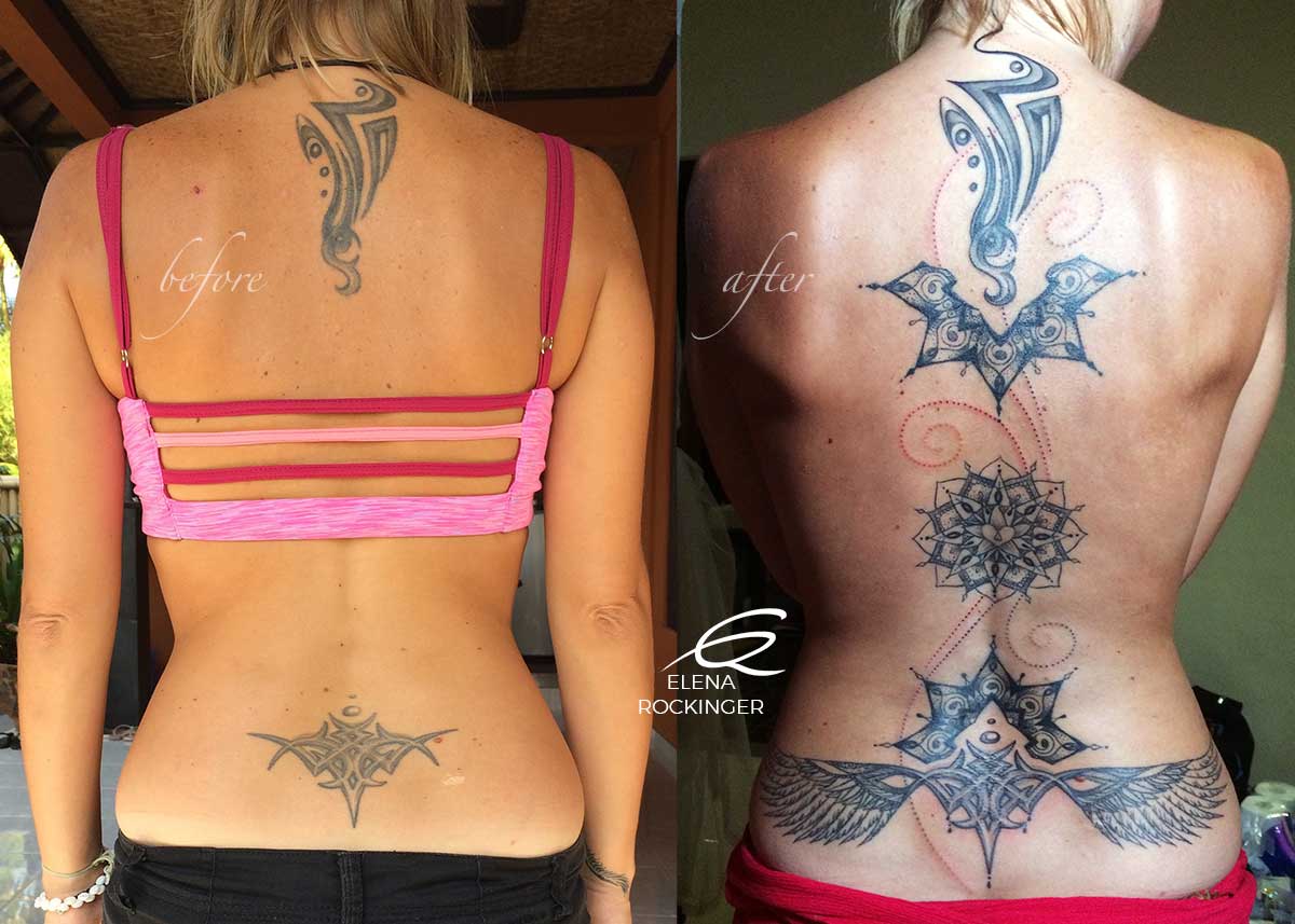 18e Tattoo Back Mandala Wings Rainbow Elena Rockinger S
