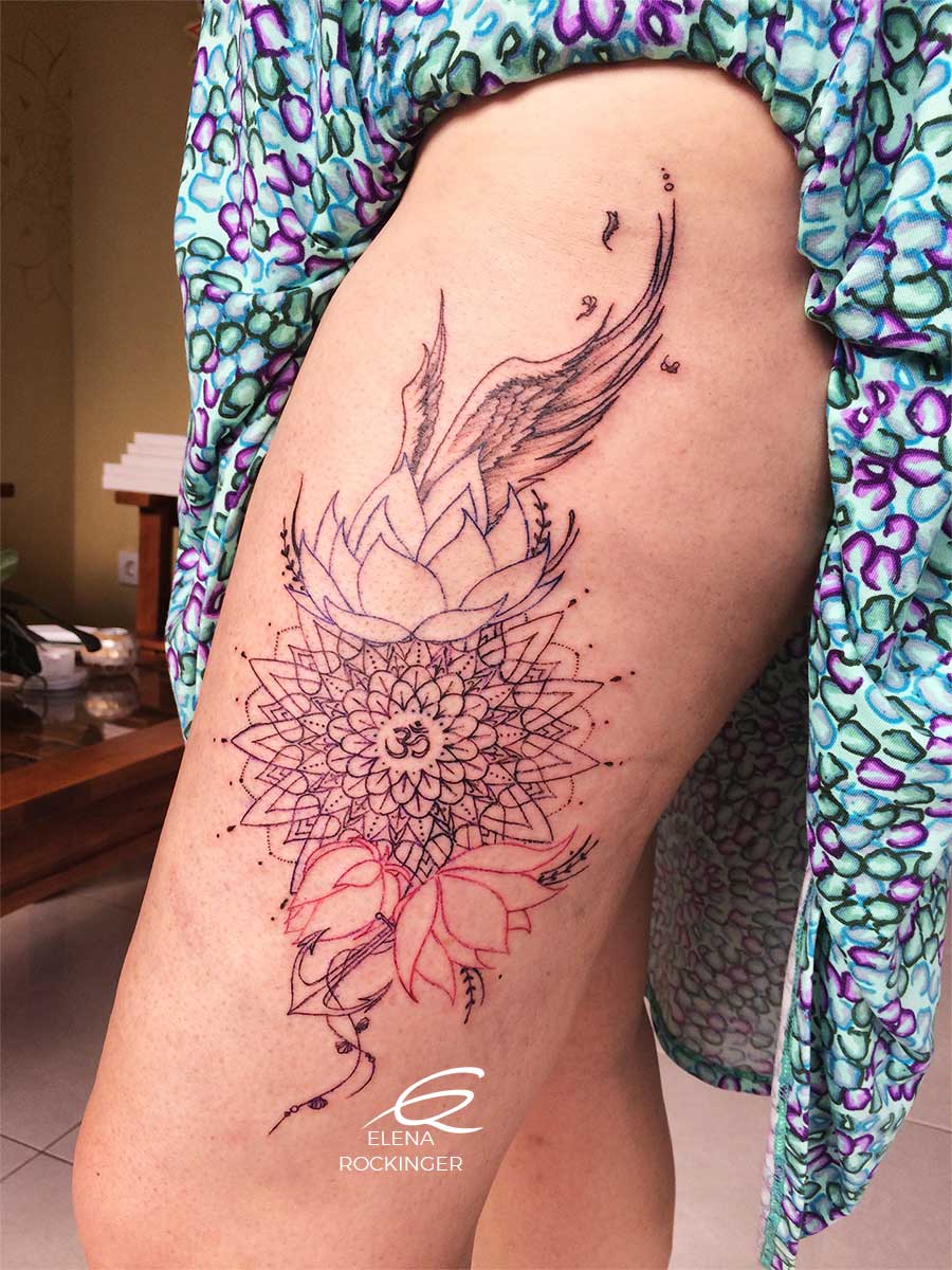 36 Tattoo Thigh Mandala Wings Lotus Elena Rockinger S