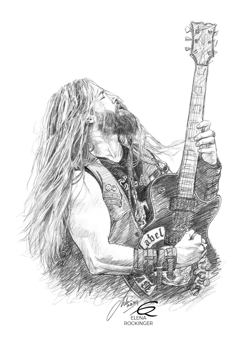16 Portrait Graphite Music Elena Rockinger Zakk Wylde S