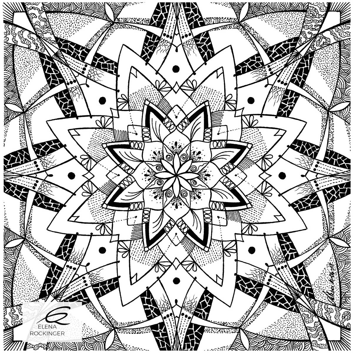 36 Illustration Ink Colouring Book Elena Rockinger Love Mandala 36 S